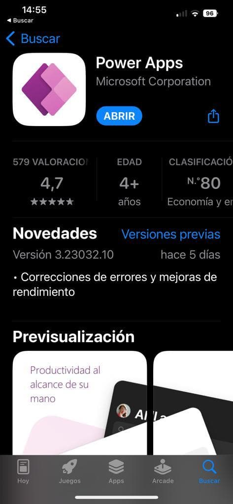 Power Apps en el App Store