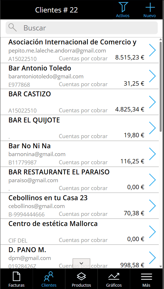 Listado de clientes con saldo pendiente